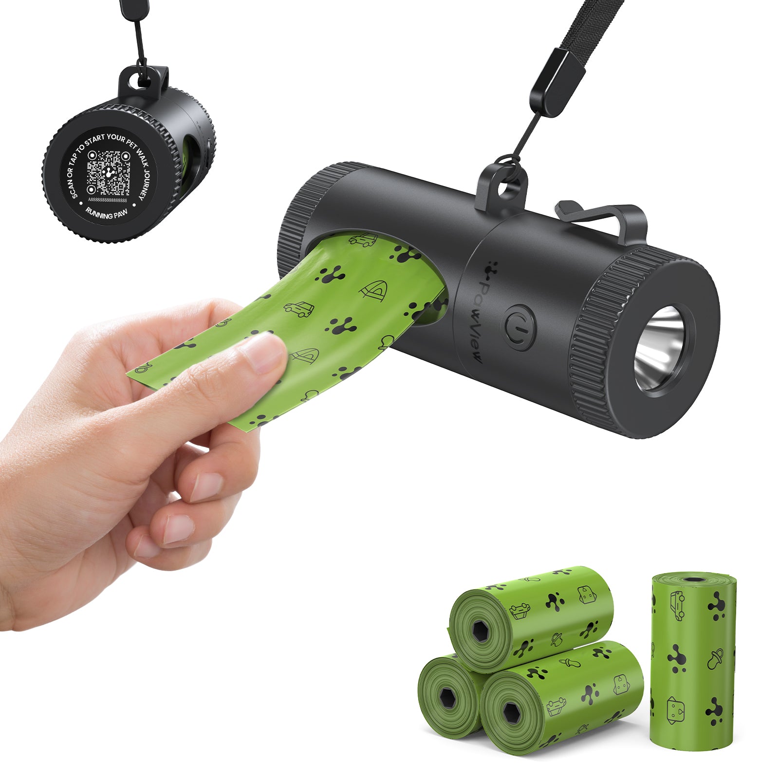 PawView Smart Poop Bag Dispenser, with Retractable Function, Built-in