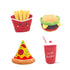 Fast Food Plush Dog Toys - Set of 4 Squeaky Toys: Hamburger, Fries, Pizza, and Milkshake